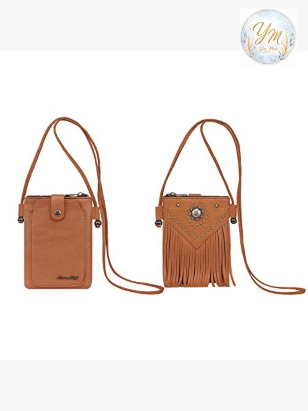 Western Crossbody Mini Phone Purse with Fringe and Studs - Picture 4 of 7